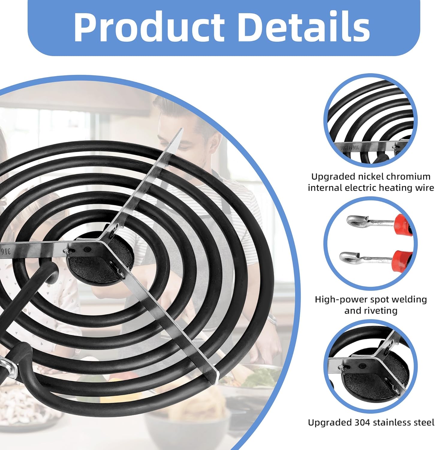 316442301 Electric Range Burner 8'' Coil Surface Element (5-Turns) by APPLIANCEMATES Replacement for Frigidaire Range Coil Surface Element Replaces MP26YA AP4356467 PS2339242 : Appliances