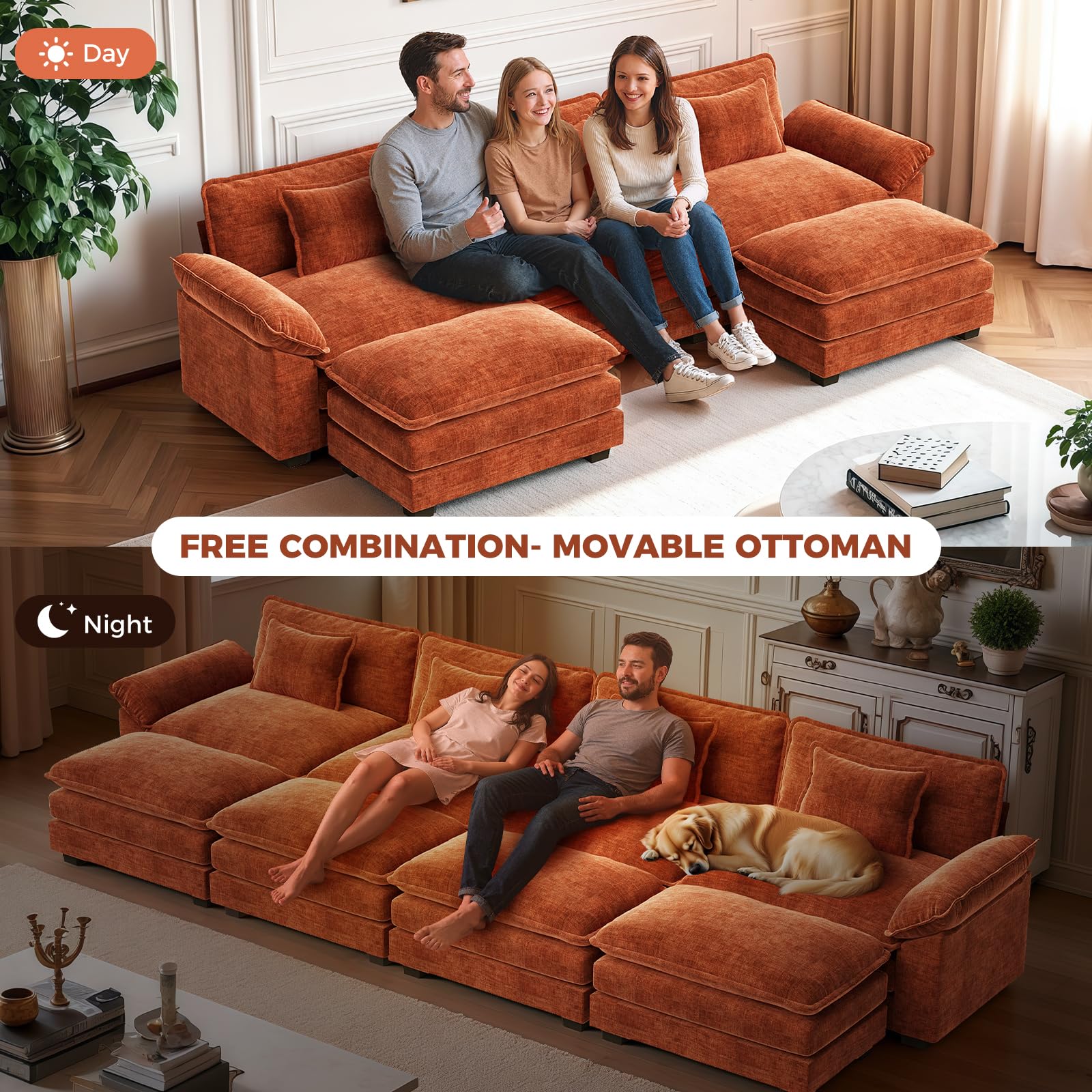 The Best Oversized Sofa Picks for 2026 2 CDCASA 120' Oversized Modular Sectional Sofa, Comfy U-Shaped Cloud Couch w/ 2 Mo — product photo
