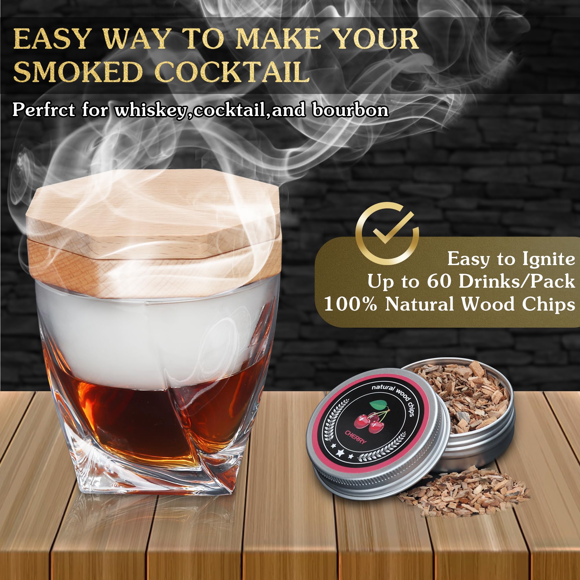 Kit Fumoir à Whisky Tuzsocr - Avec Copeaux De Bois Pour Cocktails, Vin, Fromage