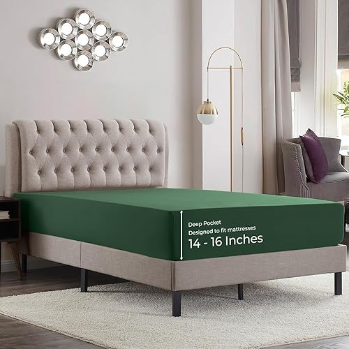 Miniatura 1 de Empyrean Bedding Sábanas de cama individual XL  Sábana bajera ajustable de 14 a 16 pulgadas individual XL  Sábana bajera súper suave individual XL