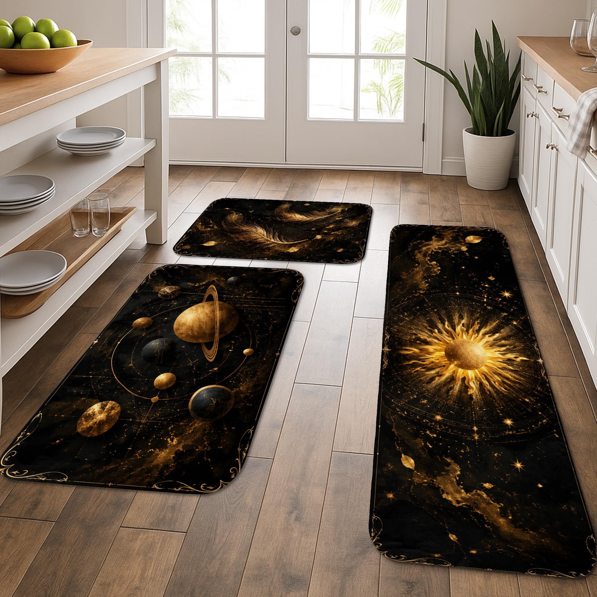 Tapis de cuisine lot de 3 lavables tapis évier buanderie espace vintage