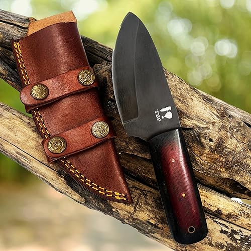 Miniatura 5 de TBP Cuchillo de caza hecho a mano de acero al carbono, equipo táctico perfecto para hombres, ideal para desollar, pescar, acampar, al aire libre,