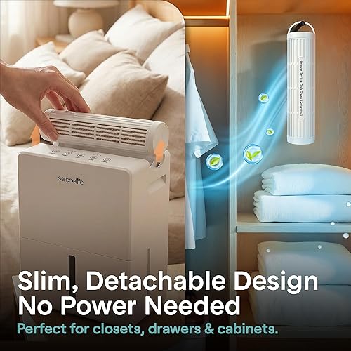 Miniatura 3 de SereneLife Dehumidifiers for Home, 91 Oz Quiet Dehumidifier for Bedroom, Bathroom, Basement w Drying Base, Timer, Sleep Mode & Smart Humidity