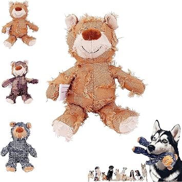 2023 New Indestructible Robust BearlargePlush Dog Toy, Indestructible Squeaky Toys for Dogs, Durable Dog Toys for Aggressive Chewers, Chew Toys for Dogs, Interactive Dog Toys for Boredom A-Brown