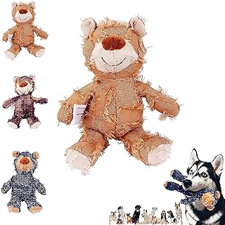 2023 New Indestructible Robust Bear【large】Plush Dog Toy, Indestructible Squeaky Toys for Dogs, Durable Dog Toys for Aggressive Chewers, Chew Toys for Dogs, Interactive Dog Toys for Boredom (A-Brown)