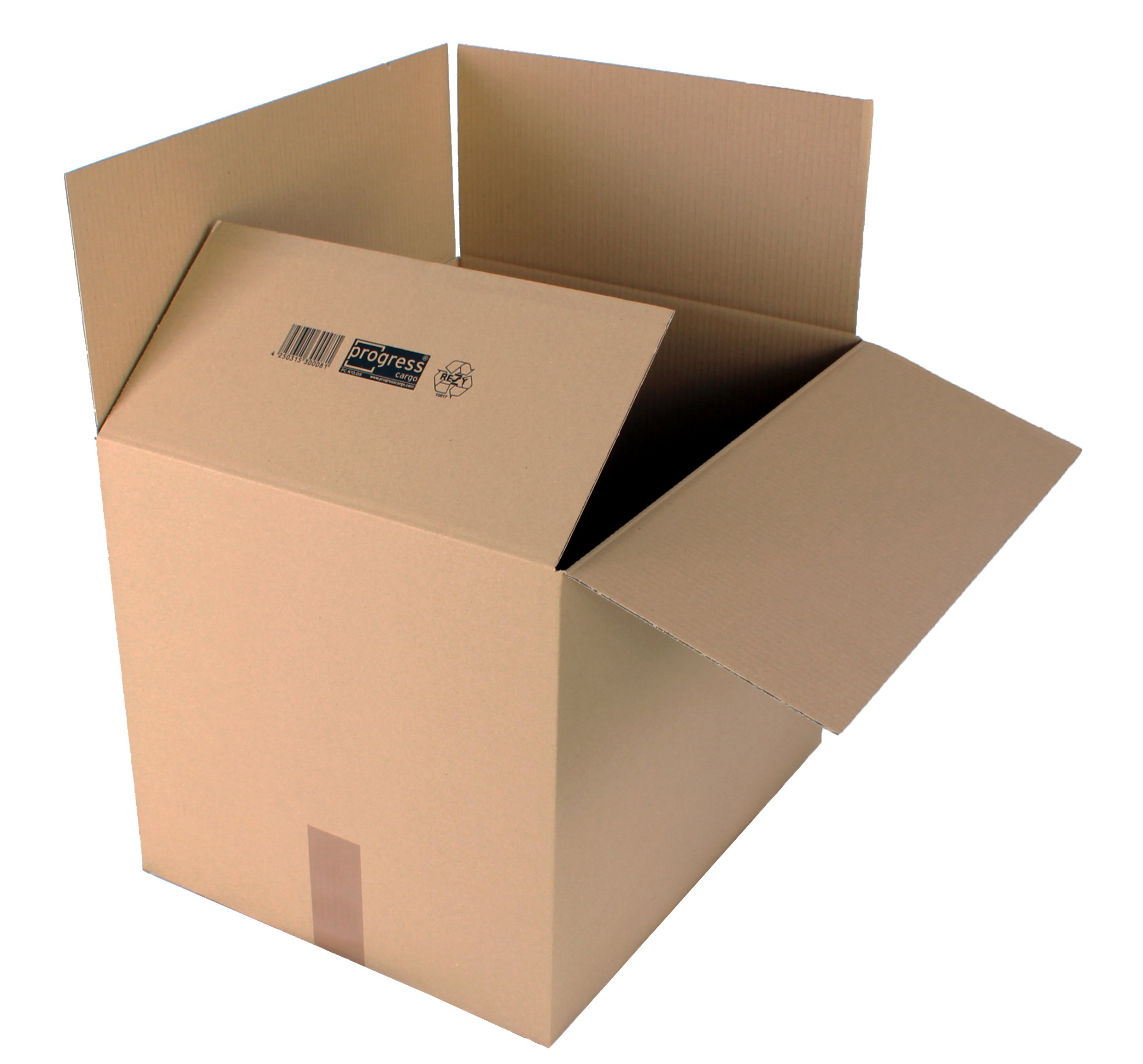 Wellpapp-Faltkarton PC K10.08, 1-wellig, 500 x 400 x 400 mm, 20-er Pack, braun