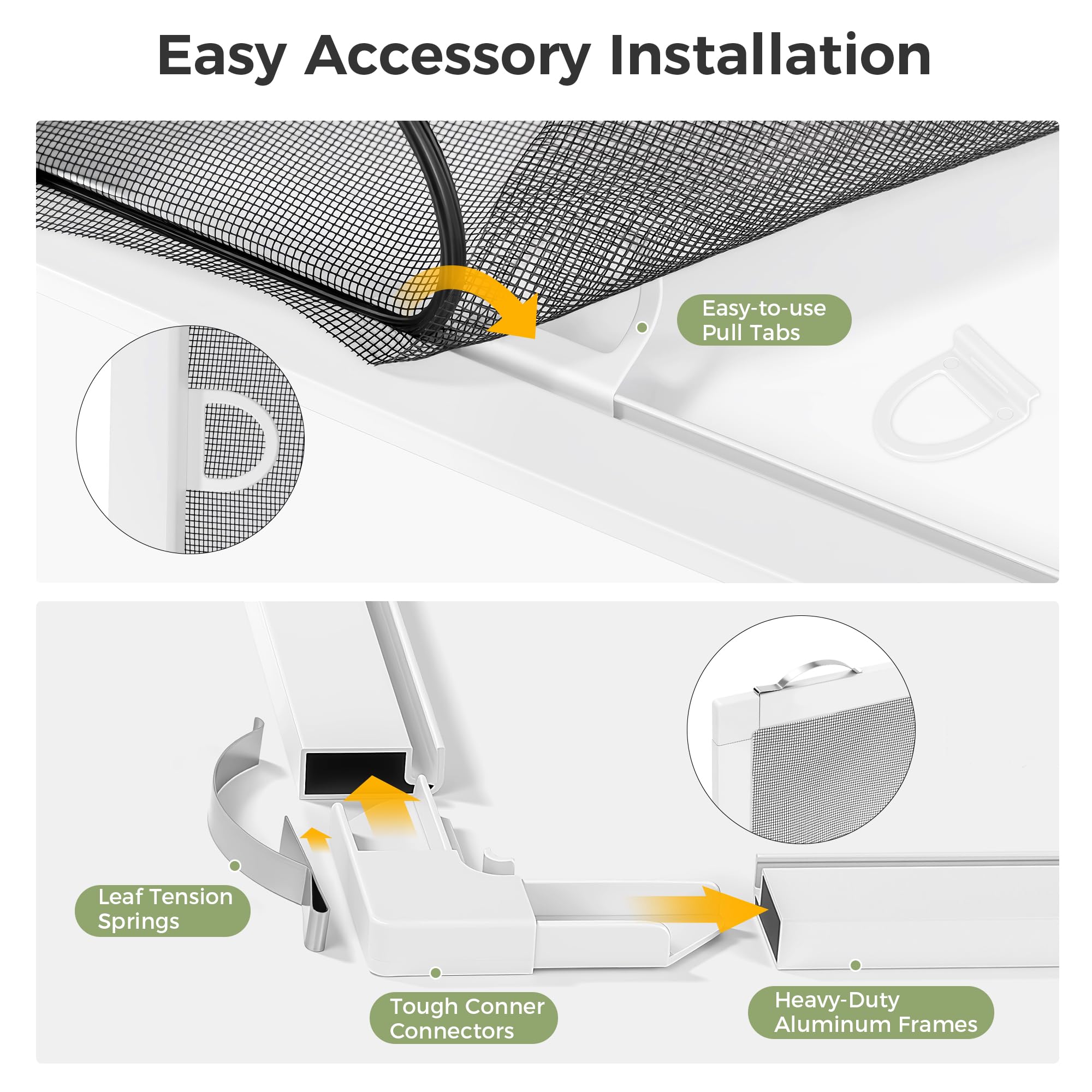 FLYZZZ 2-Pack Window Screen Frame Kit, Heavy-Duty DIY Window Screen Replacement Kit up to 36" x 36" with Upgraded Aluminum Frame (125g/m), Full Tool Set & Easy-Install Clips - 5