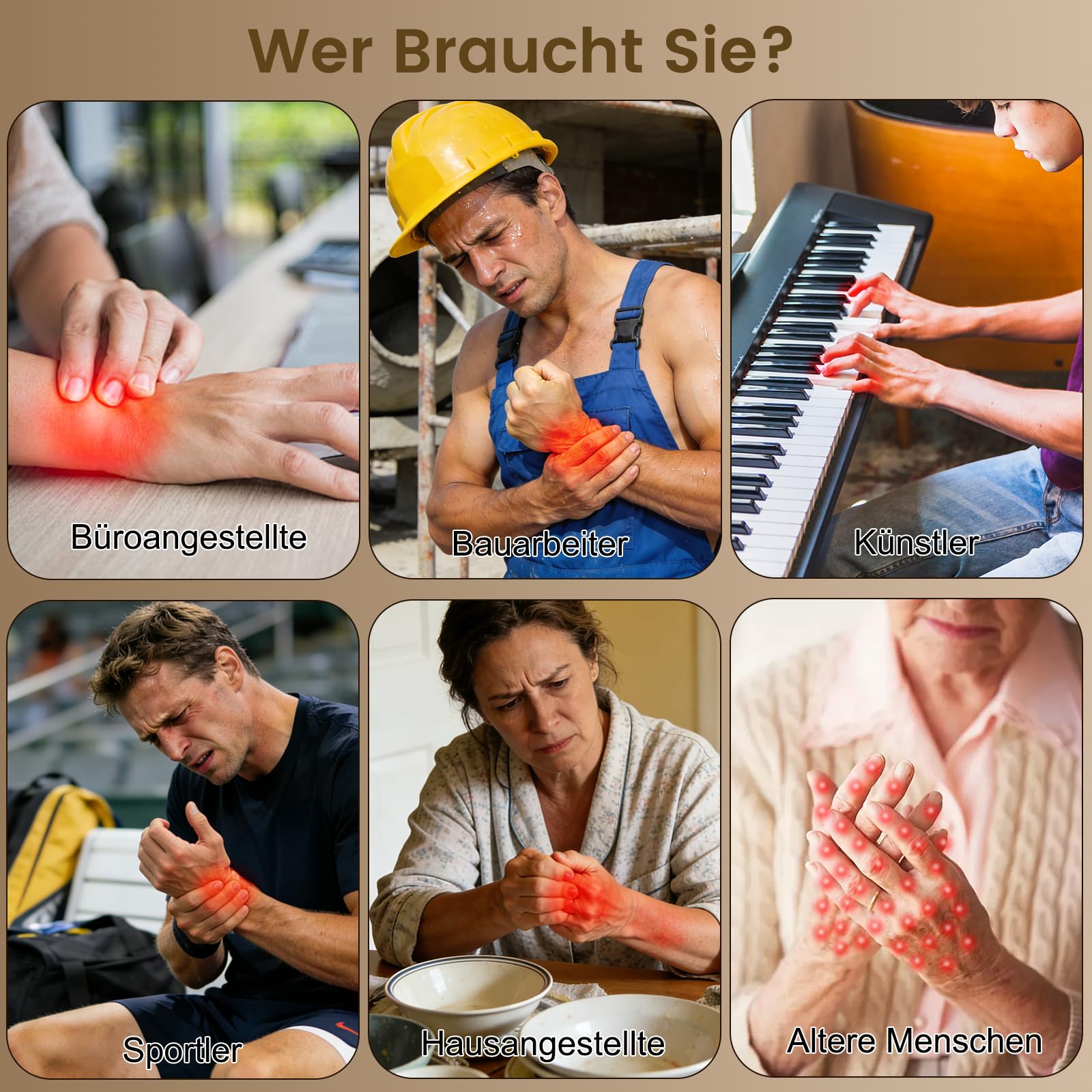 Handmassagegerät, Hand Massager mit 3 Gänge Airbag Kompression, Handgelenk Massagegerät mit Speicherfunktion, Massage Hand mit Rotes, Blaues und Grünes Licht, Interne Externe Wärme, Schmerzen lindern