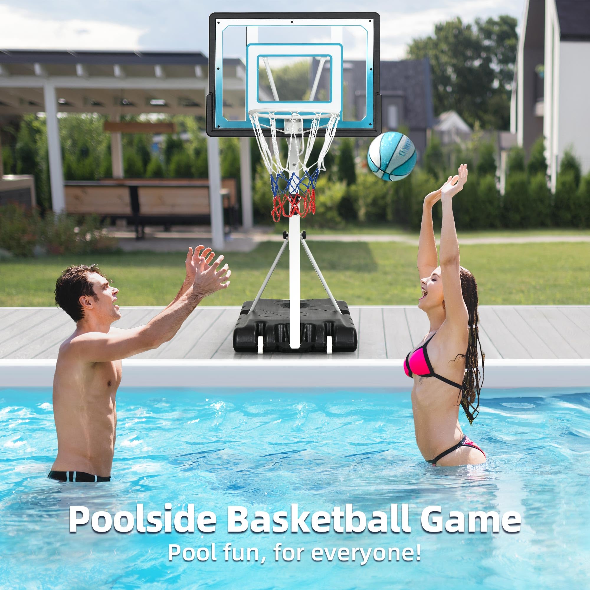 YITAHOME Basketball Hoop, 4.1-5.7ft Portable Basketball Hoop Outdoor, Easy Adjustable Pool Basketball Hoops & Goals for Indoor or Outdoor