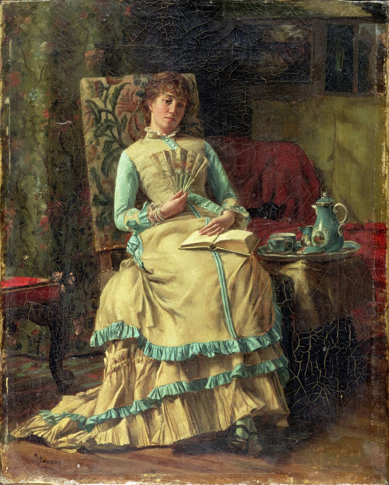 ARTXLXXBN Famous Print Painting Colorful Art Print Woman in an Interior by Alfred Emile Stevens Canvas Art Decorations for Home Decor 60x90cm