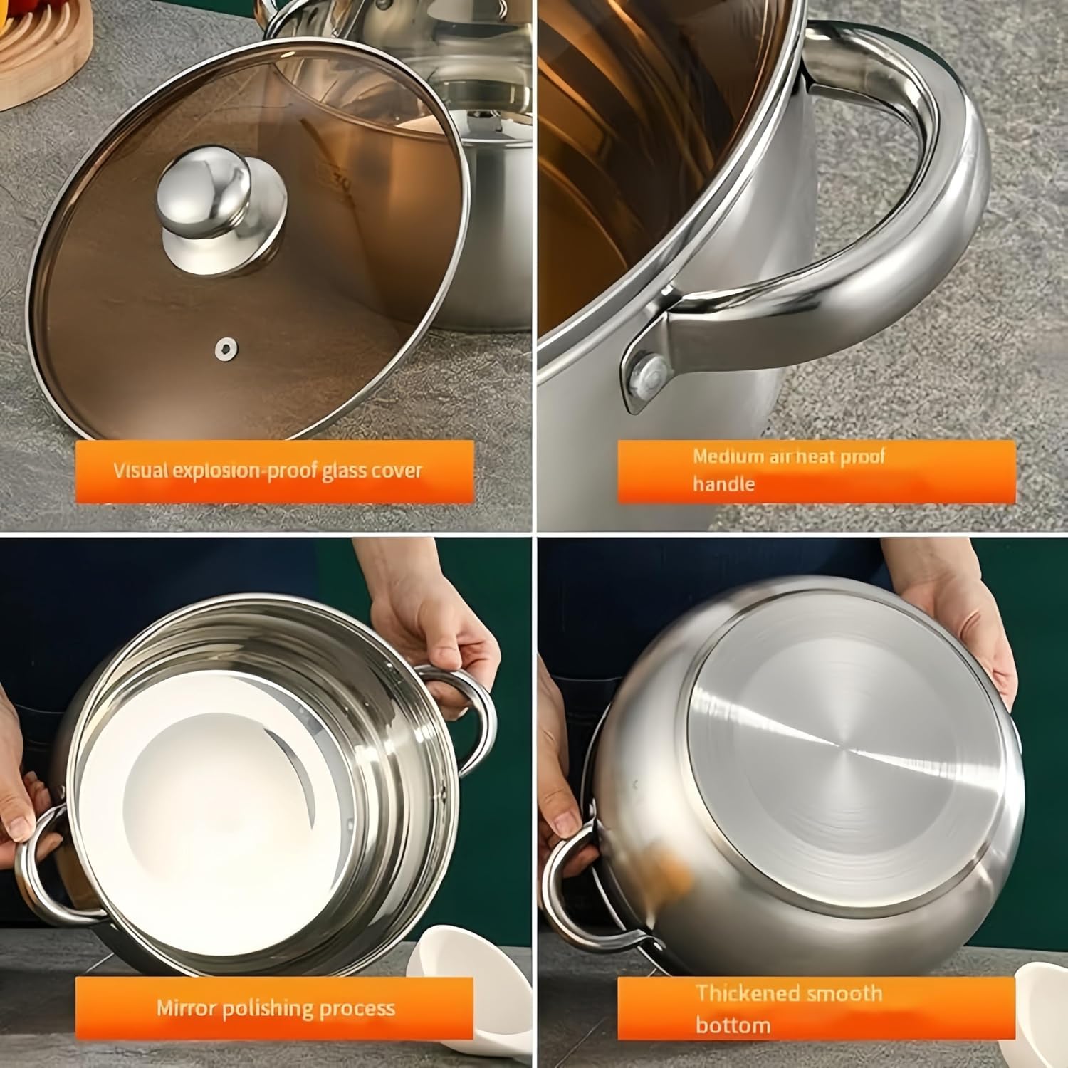 5 QT Stainless Steel Stock Pot with Lid - Versatile Cooking Pot for Soups, Stocks, and Pasta - Durable Kitchen Essential for Home Cooks image 4