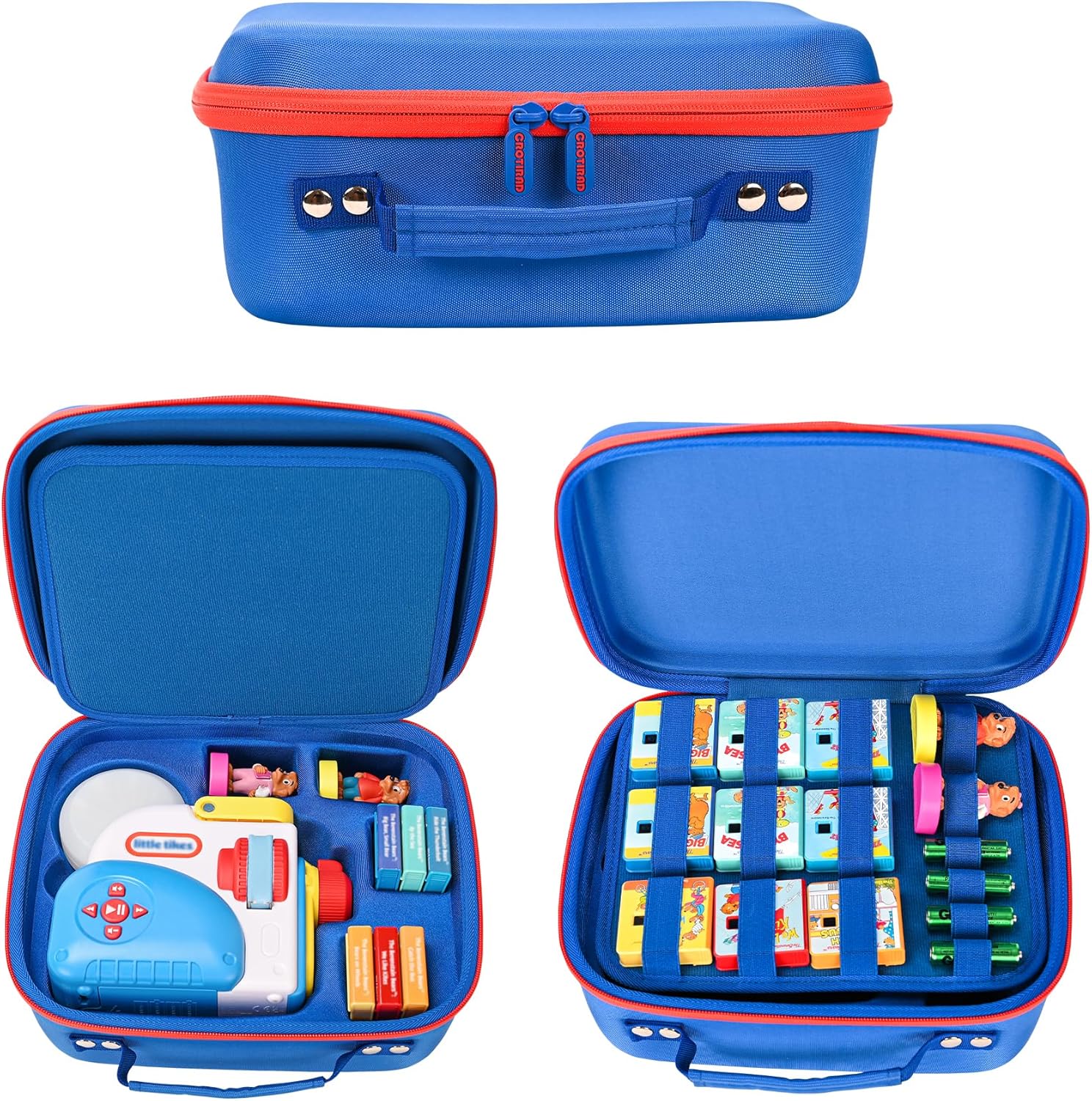 CROTIRAD Carrying Case Compatible with Little Tikes Story Dream Machine, Portable Storage Case Fits Little Tikes for Story Dream Machine Books Starter Set (Up to 5 Sets), CASE ONLY, Blue RED