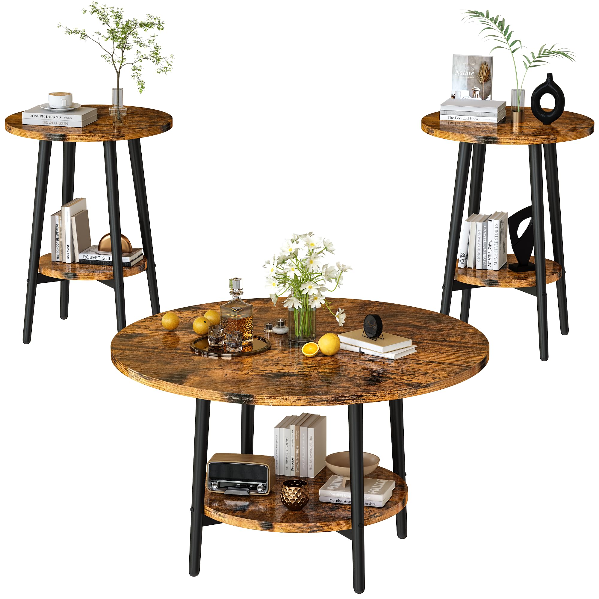 AWQM Coffee Table, Coffee Table Set of 3, Coffee Tables for Living Room