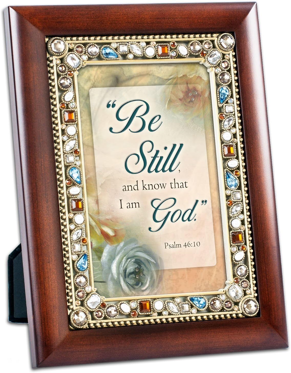 Cottage Garden Be Still and Know That I Am God Woodgrain Easel Back Photo Frame