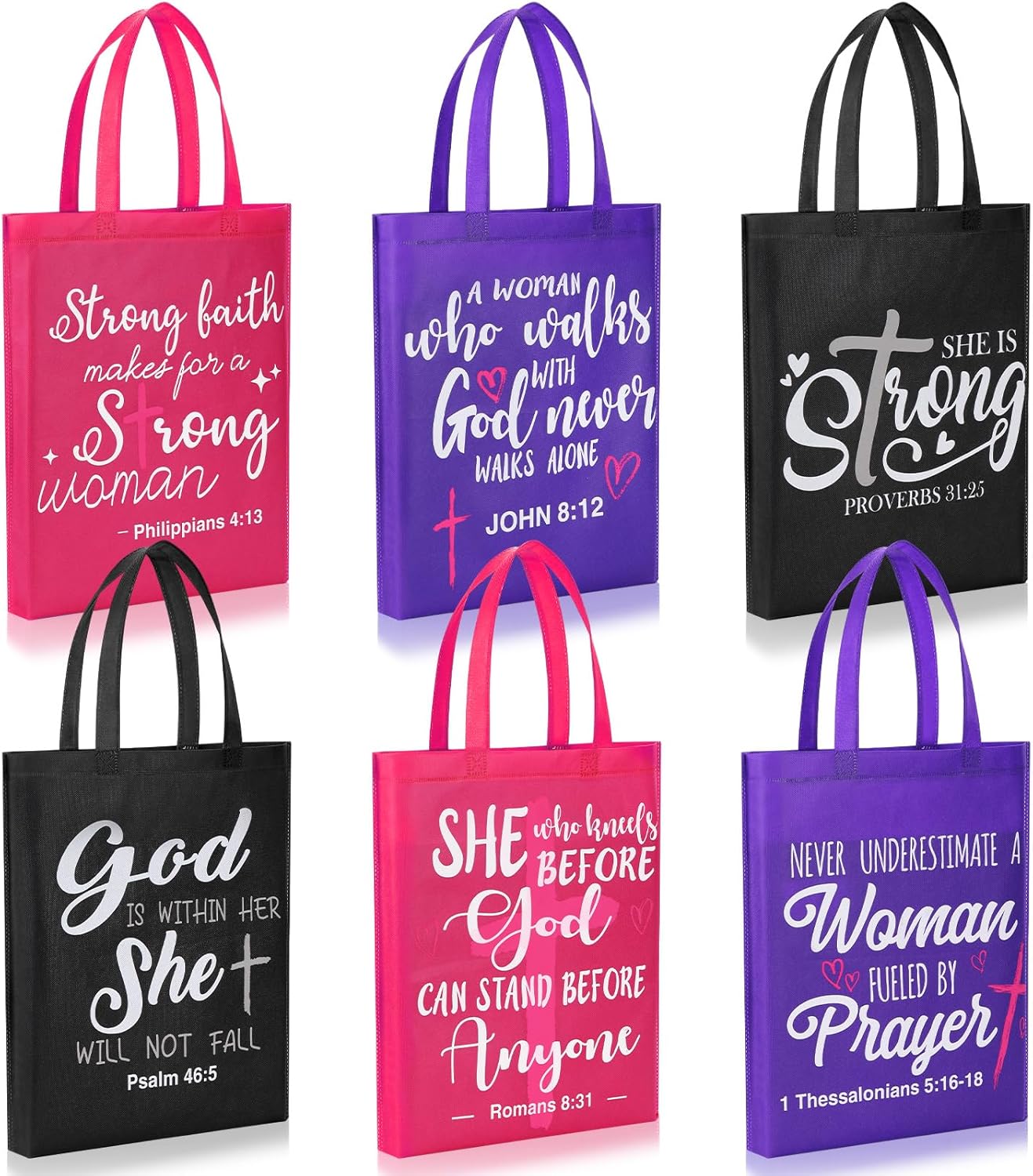 36 Pcs Mother's Day Christian Tote Bags Bulk for Women 15 x 17 Inches Large Religious Gifts Bags for Church
