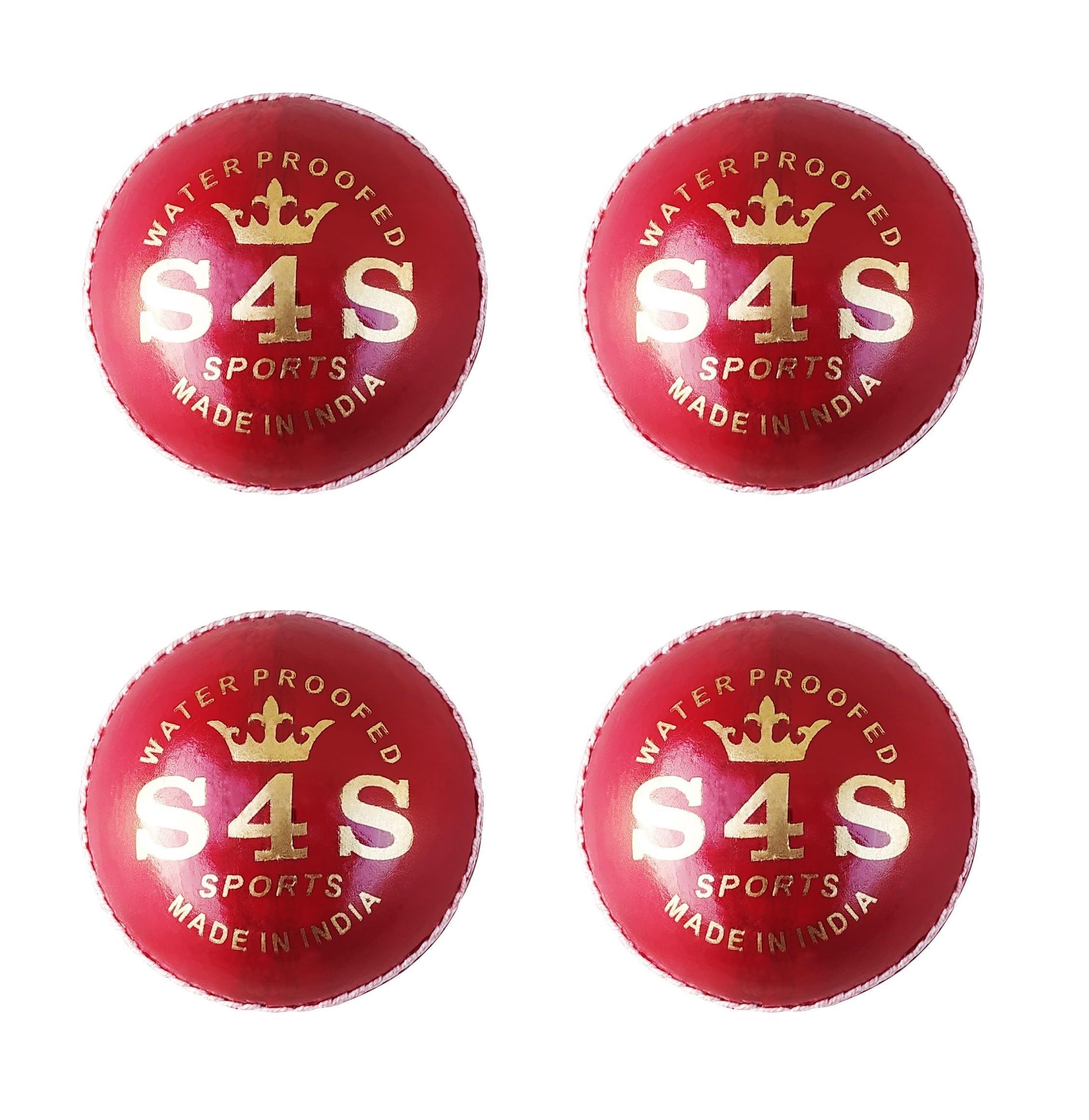 Leather Cricket Ball, Red, Standard Size, Best Suited Cricket Ball for Professional, Club and School, Matches, Water Proofed (Pack of 4) (B0C78BHCMD) Amazon Price History, Amazon Price Tracker