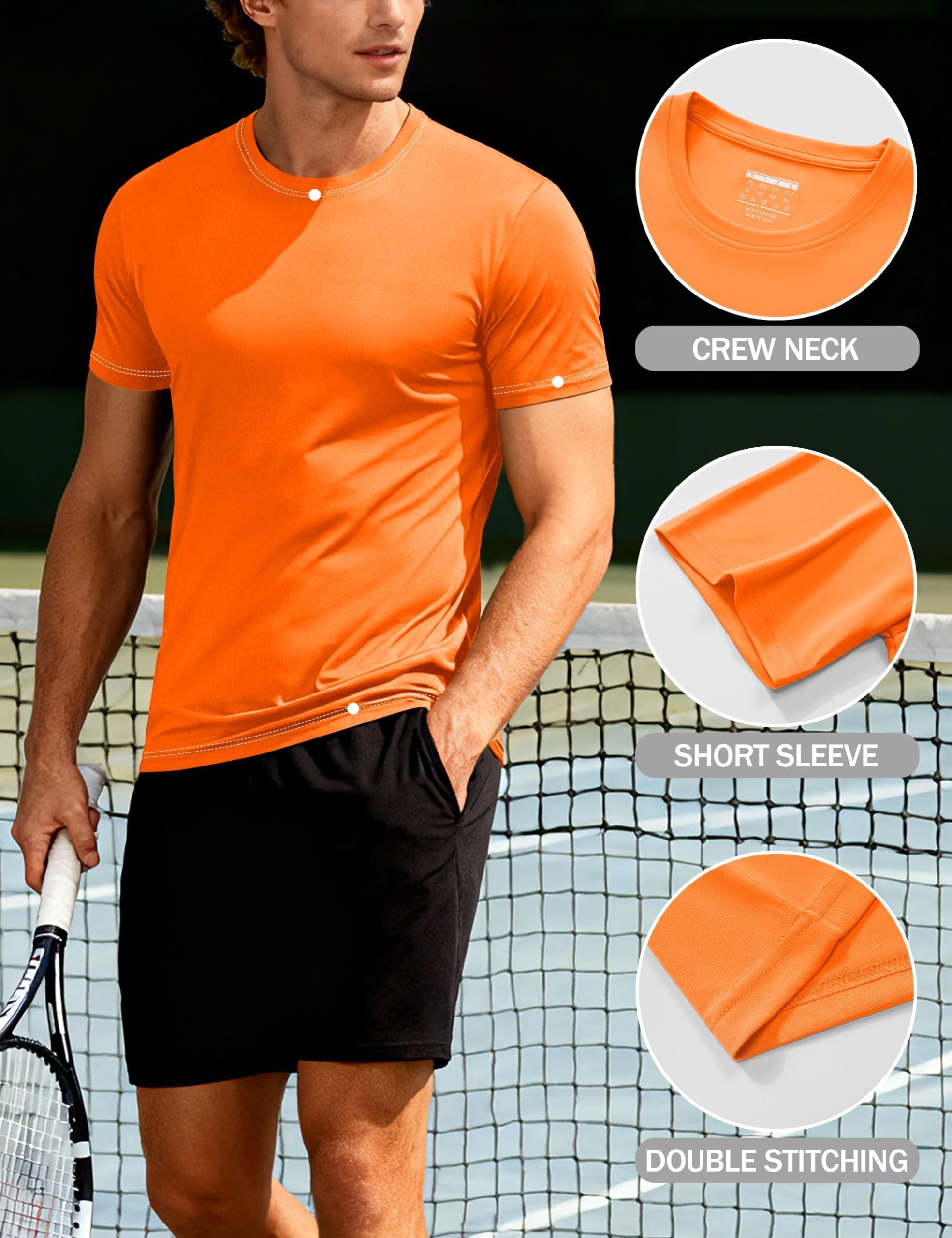 KEFITEVD Camiseta Elástica de Secado Rápido para Hombre, Camisetas de Manga Corta Ligeras Informales Finas de Verano