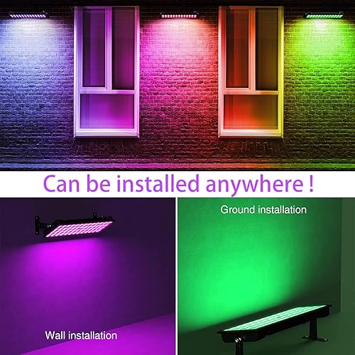 Miniatura 5 de Reflector LED RGB de 120 W, luz de pared para exteriores con control remoto y aplicación, barra de luz de escenario al aire libre con temporizador,