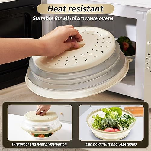 Miniatura 3 de Funda para alimentos para microondas, salpicadura plegable ventilada, cubierta de microondas para escurridor de frutas y alimentos, multiuso,