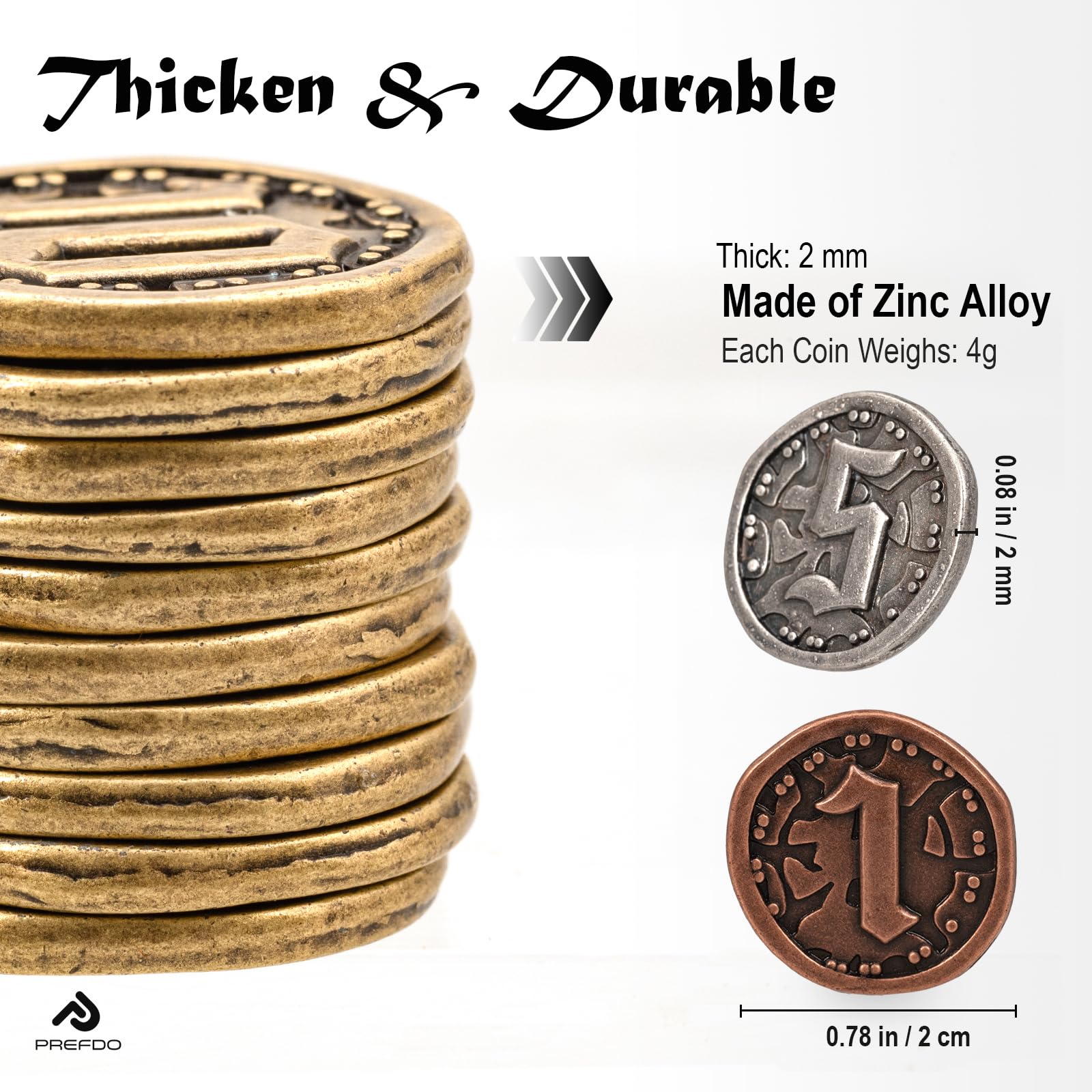 50 monete in metallo per giochi da tavolo, gettoni oro e argento per poker, giochi di ruolo, giochi da tavolo di strategia, monete fantasy in metallo, valuta di gioco generica resistente