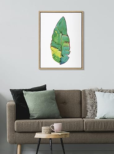 Miniatura 3 de Kate and Laurel Sylvie - Lienzo enmarcado con hojas de plátano por Viola Kreczmer, 18 x 24 pulgadas, natural, arte decorativo de la naturaleza para