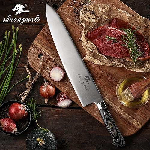 Miniatura 3 de GOND 12 Inch Kitchen Cooking Cleaver Knife Stainless Steel Utility Chef Cleaver Knife Slicing Knife With Wood Handle Sharp Chefs Steak Knives Set