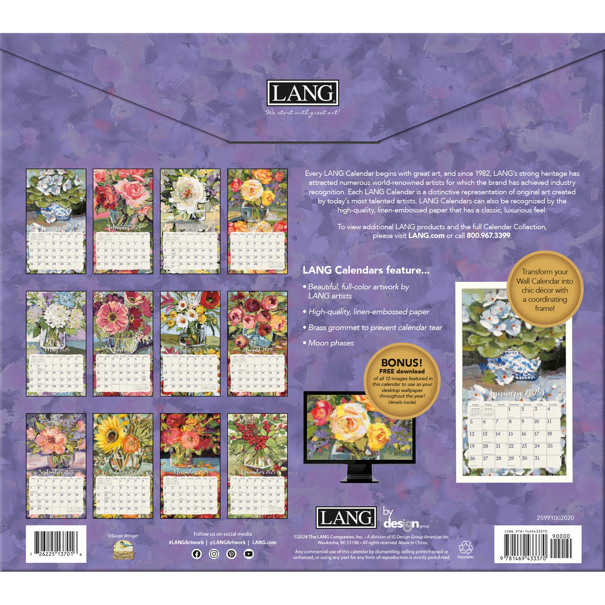 Flowers 2025 Full Size Wall Calendar For Planning, Liberia | Ubuy