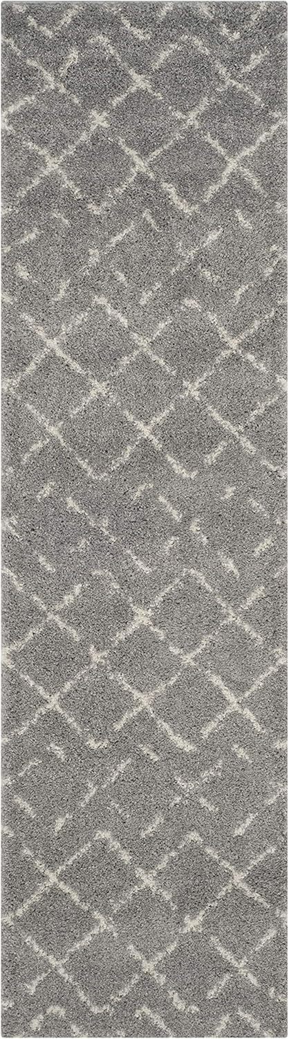 SAFAVIEH Arizona Shag Collection Runner Rug - 2'3" x 6', Grey & Ivory, Moroccan Design, Non-Shedding & Easy to Clean, Ideal for Ideal for Living Room, Hallway, Foyer, Bedroom (ASG743D)