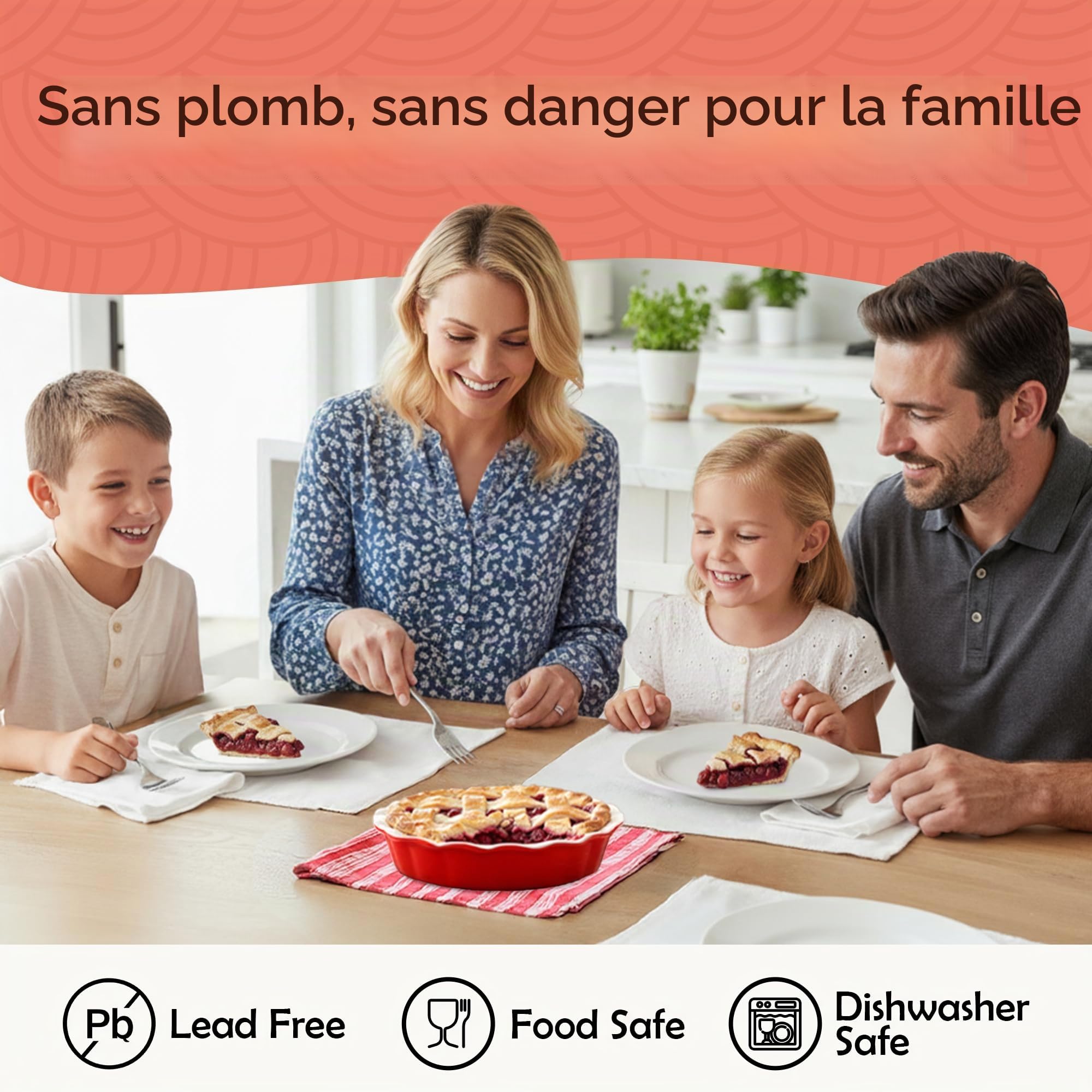 Muldale Plat à tarte de 9 pouces - Plats à tarte ronds en céramique de 23 cm pour le four - Plat à tarte individuel cannelé profond pour tarte aux pommes et à la citrouille - Moule à tarte au steak et