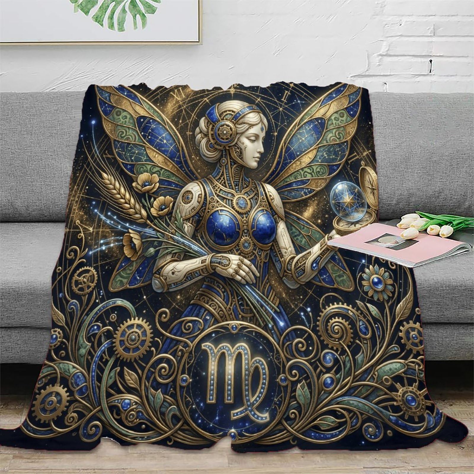 W7C8U2X3 Virgo Zodiac Constellation Flannel Throw Blanket, Bed Bedroom Sofa