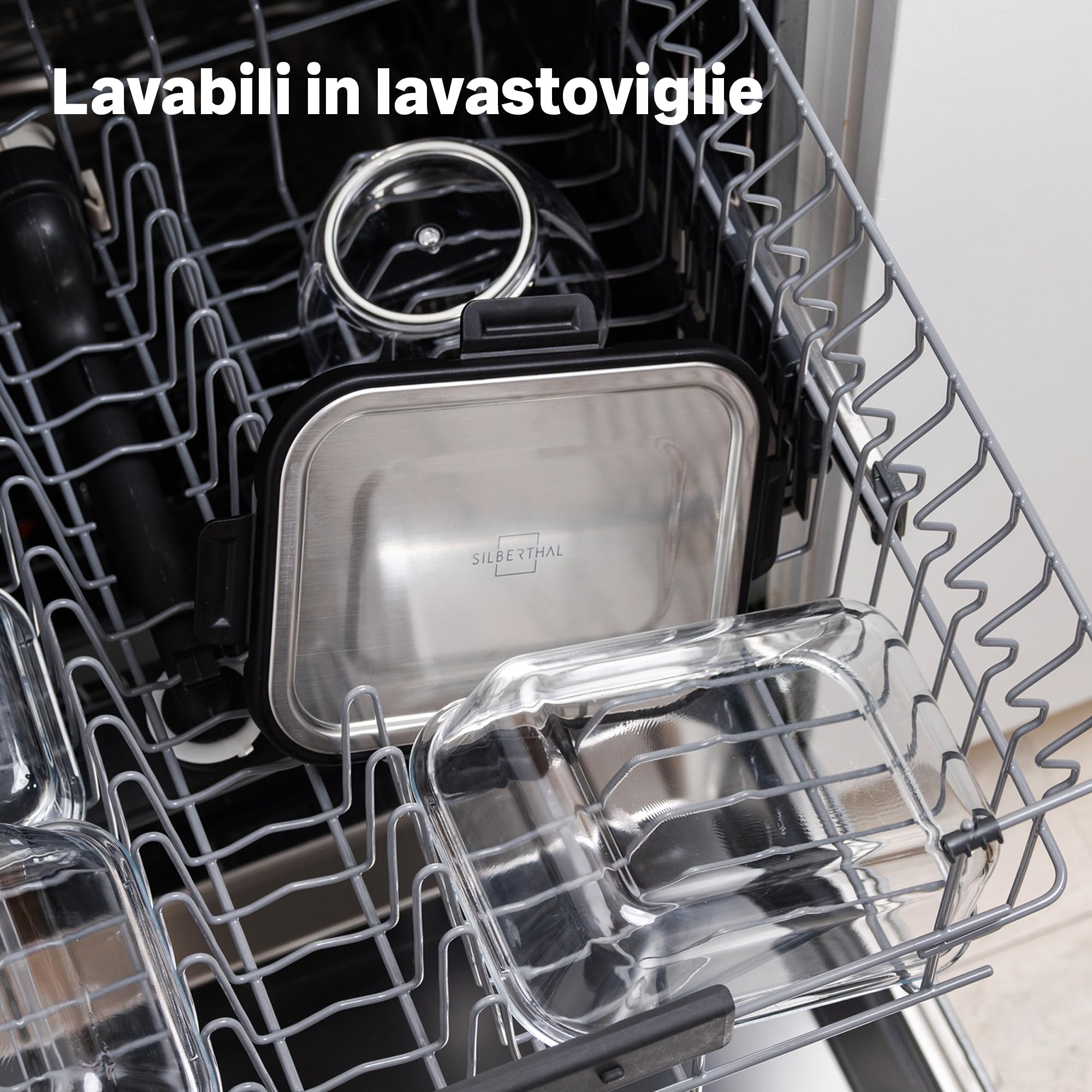 SILBERTHAL Set contenitori vetro ermetici - Porta pranzo per microonde