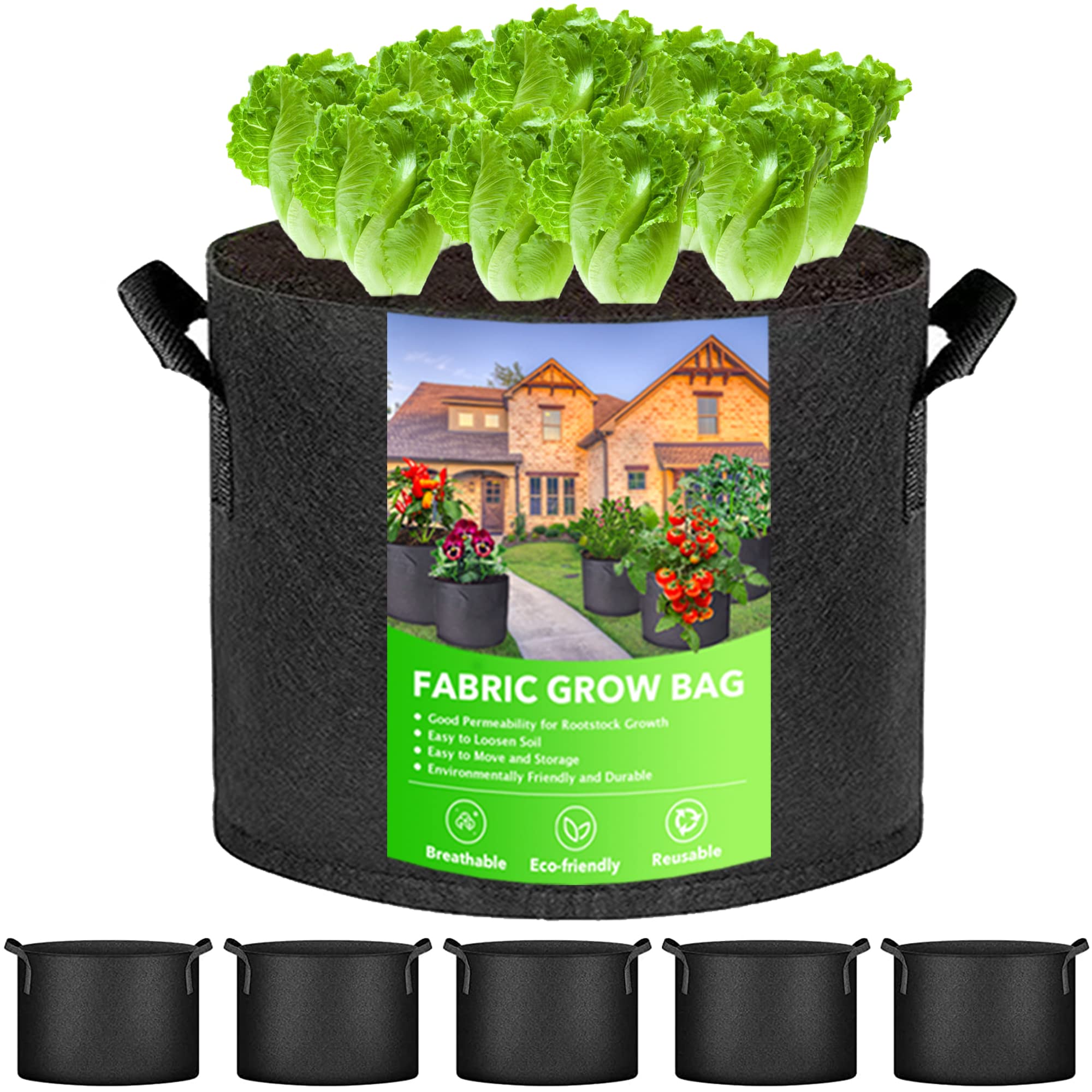 Borse per piantare giardino, borse da giardinaggio, borse per coltivazione di pomodori da 5 pezzi | da coltivazione in tessuto non tessuto Contenitori