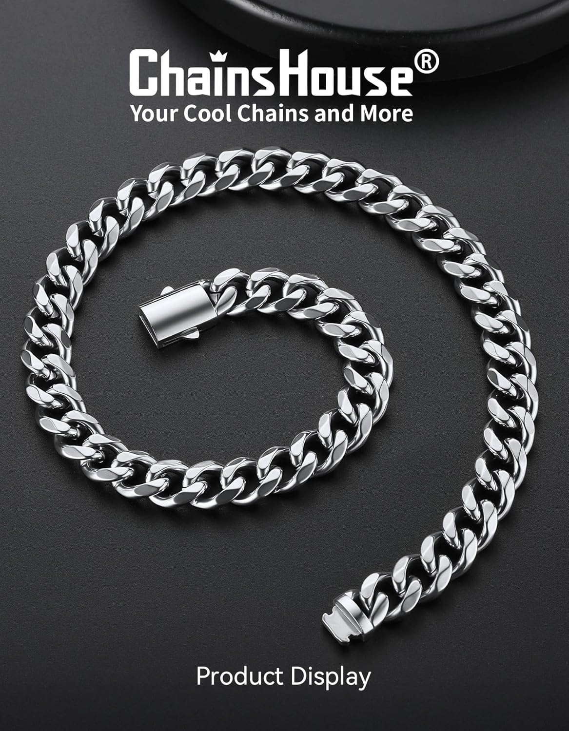 Stainless Steel Mens Cuban Link Chain for Men, Miami Cuban Chain Necklace, 12mm Width Hip Hop Mens Jewelry, 26" - Image 3