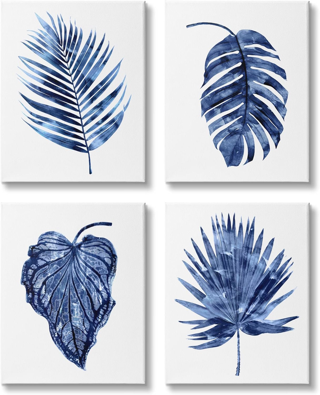 Stupell Industries Varied Blue Leaves Simple Botanical Plant Shapes 4pc set Canvas Wall Art, Design by Melonie Miller