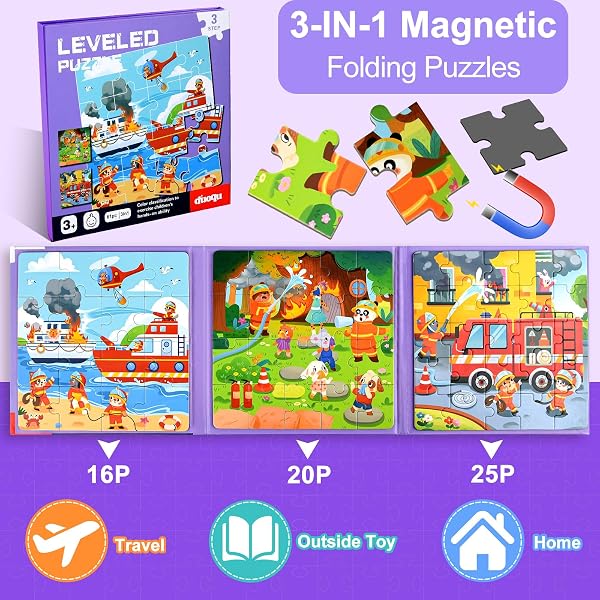 NEBURORA Puzzle magnétique 61 pièces pour Enfants de 2 à 5 Ans, Jeux de Voyage, Jouets de Voyage pour Tout-Petits en Avion, Jeux de Puzzle, activités en Avion, Cadeaux d'anniversaire pour Enfants - 2