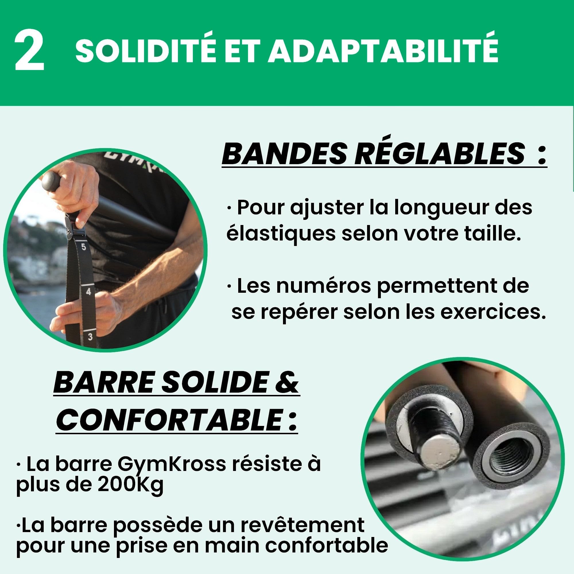 Pack Elastique Musculation avec 10 Bandes de résistance 200 kg en Latex Naturel + Barre Musculation & Sangles de Suspension – Kit Elastique Fitness/Pilates/Sport Maison & Crossfit