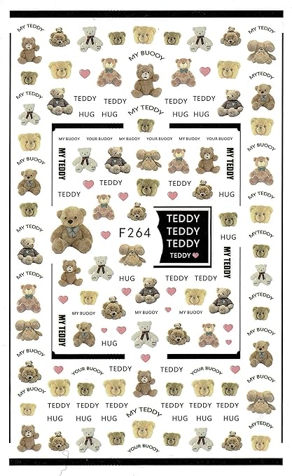 Amazon Co Jp ネイルシール ハグミー くま テディベア 熊 クマ 動物 アニマル 実写 リアル F264 ビューティー