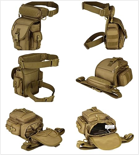 Bolsa táctica de pierna caída, cangurera militar, paquete de muslo, panel MOLLE bolsa de utilidad cruzada sobre la pierna