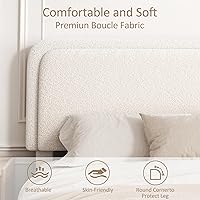 Vista 5 de King Size Boucle Bed Frame, Upholstered Cloud Platform Bed Frame with Headboard, Anti-Collision Soft Rounded Corners, No Box Spring Required, Easy