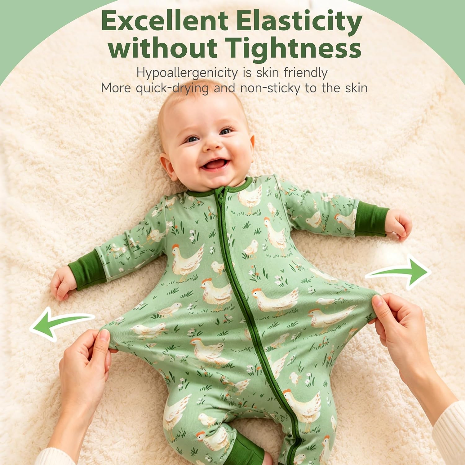 Leekalos Bamboo Baby Pajamas with Zipper, Soft Viscose from Bamboo Footie Pajamas for Newborn Baby with Bibs