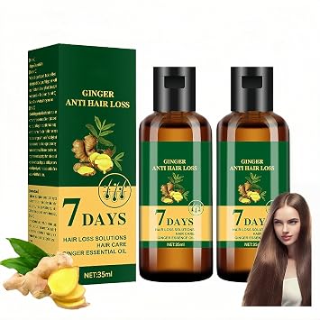 Ginger Anti Hair Loss 7 Days, Natural Angelica and Ginger Oil, Ginger Oil for Hair Growth, Nourishing Hair Growth Serum 2 Pcs