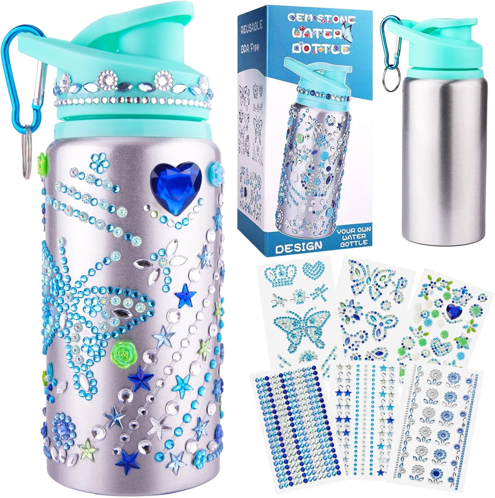 Gifts for Girls, Decorate Create Your Own Water Bottle Kits for Girls, Girl DIY Arts and Crafts Kits Supplies Toys for Children Ages 4-6-8-12, for Kids Birthday Graduation Back to School Gifts Ideas