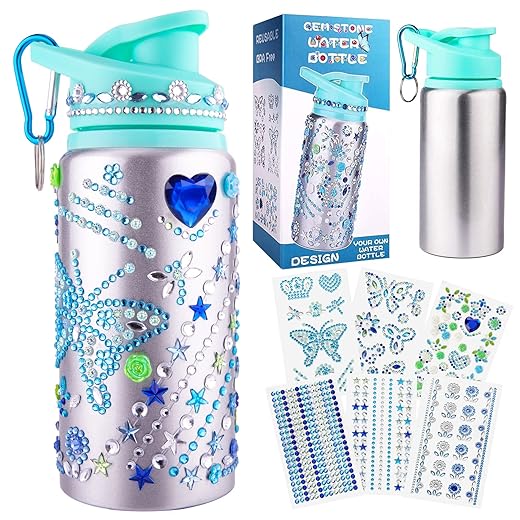 Gift for Girls, Decorate Create Your Own Water Bottles for Girls, Girls DIY Arts and Crafts Kit Toys for Children Ages 4-6-8-12, Birthday Valentine Day Gifts for Kids Gift Ideas Easter Basket Stuffers