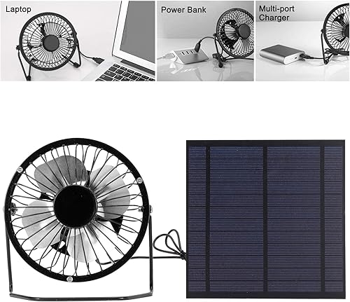 Miniatura 6 de Natudeco Ventilador solar para casa de mascotas de 5 W, mini panel solar, energía solar, ventilador portátil de invernadero, ventilador solar