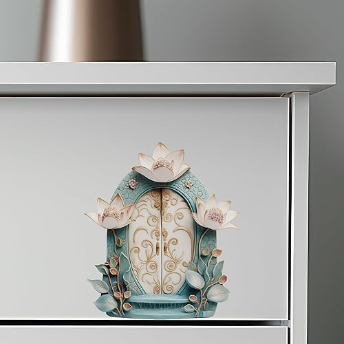 Miniatura 6 de Hermosa decoración de casa de jardín de loto - Adhesivo de pared para puerta de hadas