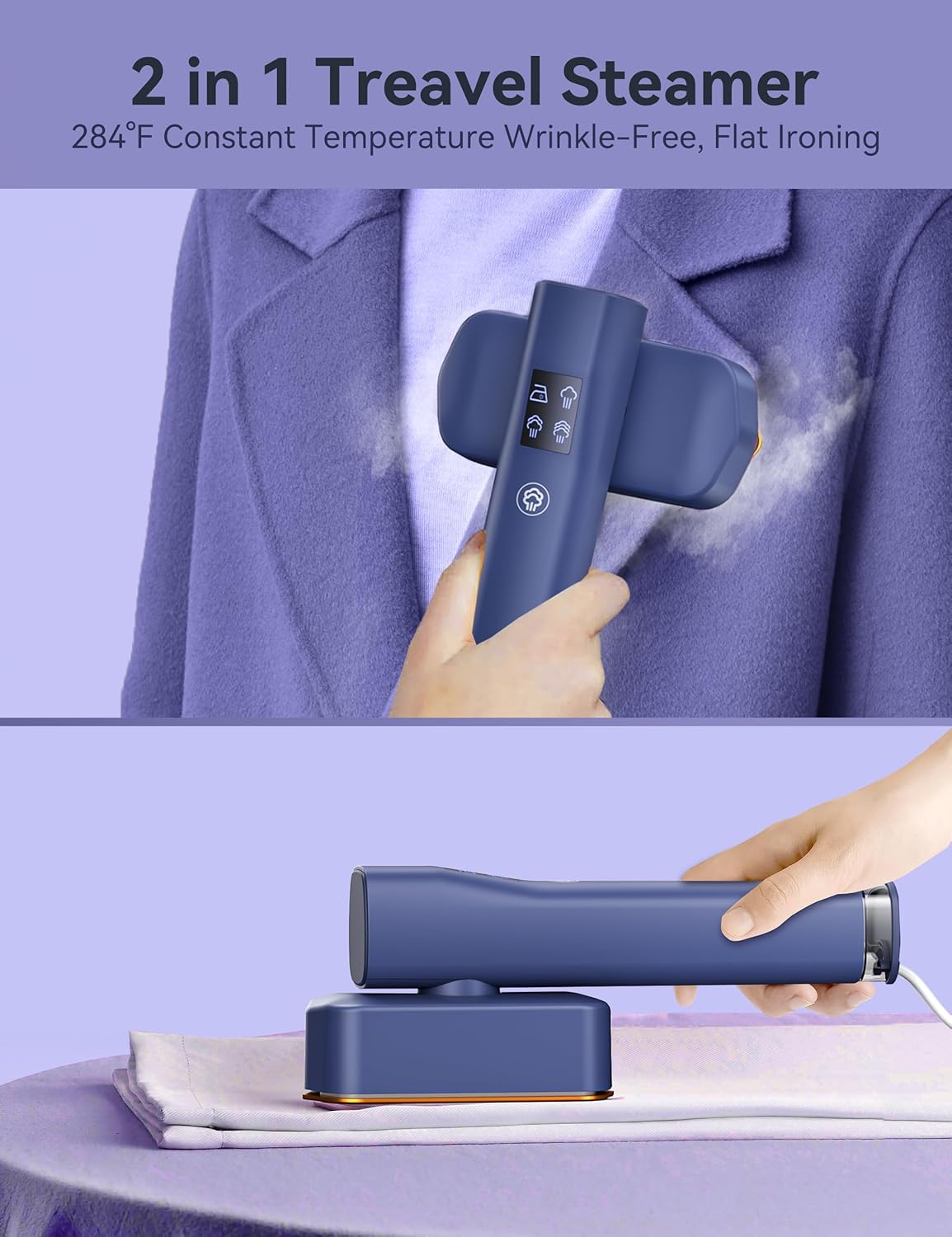 Travel Steamer for Clothes,15s Fast Heat-up Portable Iron,35mins Runtime & 100ml Large Tank123456