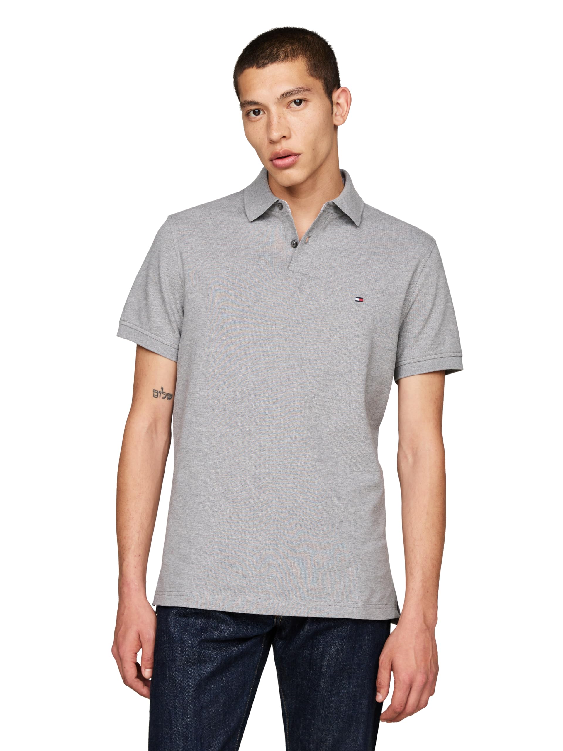 Tommy Hilfiger Men's Short Sleeve Polo Shirts in Classic Fit with Stretch and Organic Pique Cotton