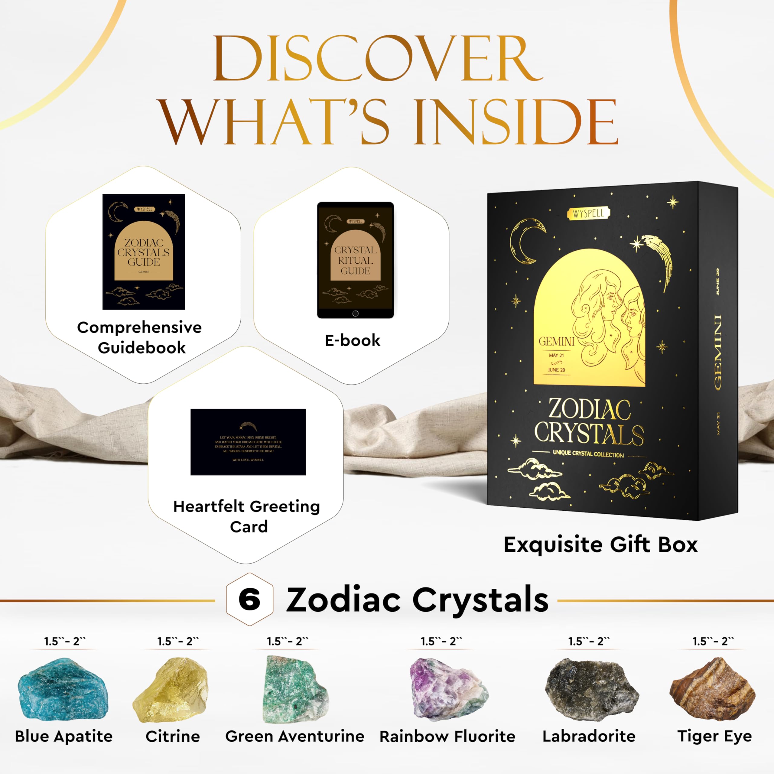 Amazon.com: Wyspell Gemini Crystal Set - 6 Raw Gemini Crystals and