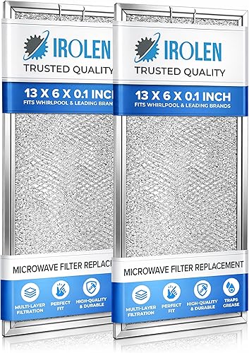 Filtro de grasa para microondas compatible con microondas Whirlpool y GE, paquete de 2 unidades de aproximadamente 13 x 6 pulgadas