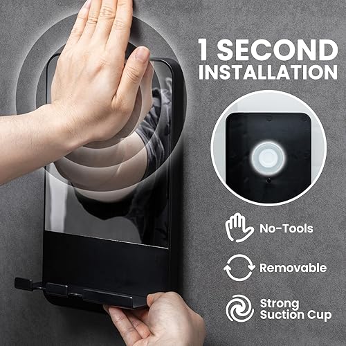 Miniatura 5 de TAILI Espejo de ducha sin niebla para afeitarse con soporte para afeitar, espejo sin niebla, espejo de ducha con succión de ducha, espejo de baño